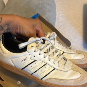 Adidas Samba White with Black Stripes